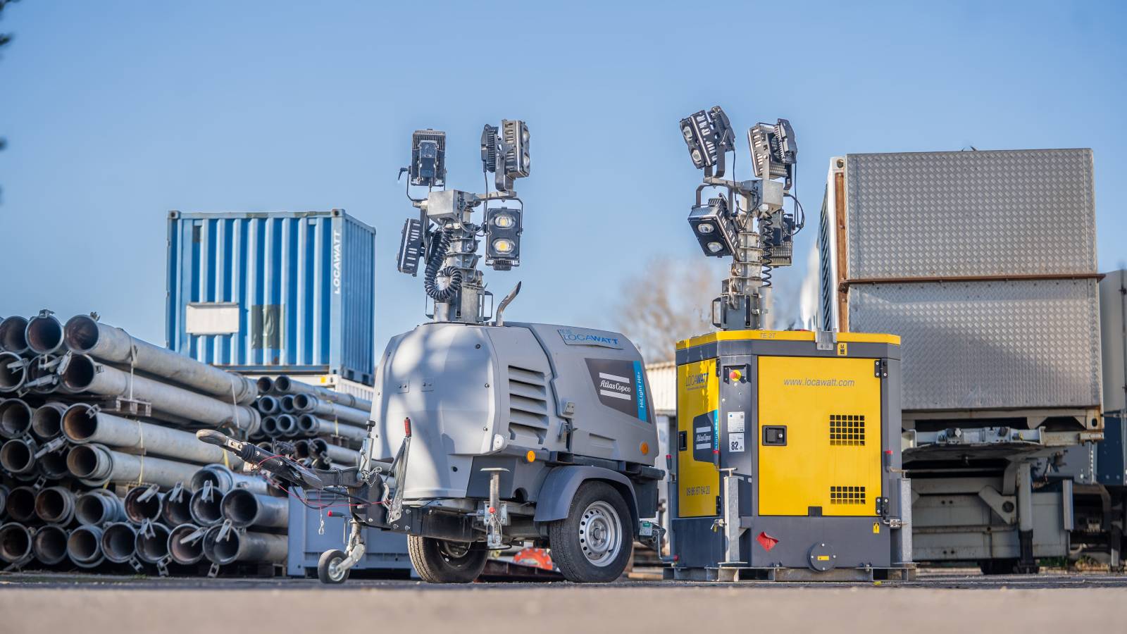 Location Mât d'éclairage à LED pour professionnels chantiers événements Occitanie, Auvergne Rhône-Alpes PACA